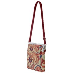 Pop Art Paisley Flowers Ornaments Multicolored 4 Background Solid Dark Red Multi Function Travel Bag by EDDArt