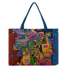 Modern Geometric Art   Dancing In The City Background Solid Dark Blue Zipper Medium Tote Bag by EDDArt