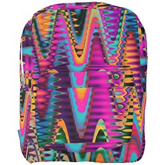 Multicolored Wave Distortion Zigzag Chevrons 2 Background Color Solid Black Full Print Backpack by EDDArt