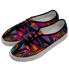 Multicolored Wave Distortion Zigzag Chevrons 2 Background Color Solid Black Men s Classic Low Top Sneakers by EDDArt