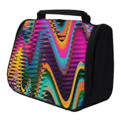 Multicolored Wave Distortion Zigzag Chevrons 2 Background Color Solid Black Full Print Travel Pouch (small) by EDDArt