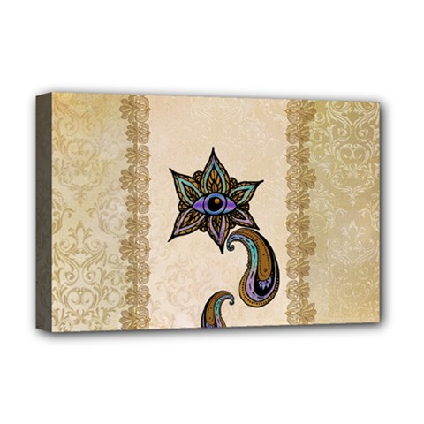 The Fantasy Eye, Mandala Design Deluxe Canvas 18  X 12  (stretched)