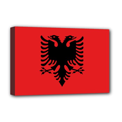 Albania Flag Deluxe Canvas 18  X 12  (stretched) by FlagGallery