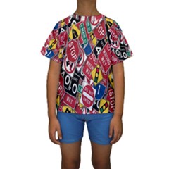 Road Signs Kids  Short Sleeve Swimwear