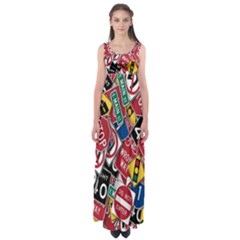 Road Signs Empire Waist Maxi Dress