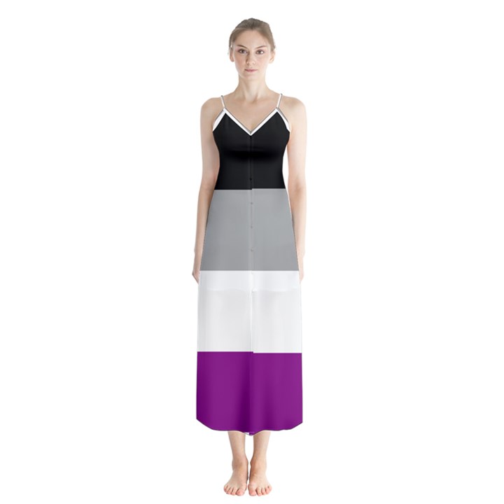 Asexual Pride Flag LGBTQ Button Up Chiffon Maxi Dress