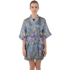We Are Flower People In Bloom Quarter Sleeve Kimono Robe by pepitasart