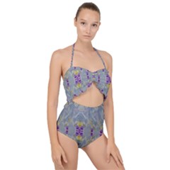 We Are Flower People In Bloom Scallop Top Cut Out Swimsuit by pepitasart