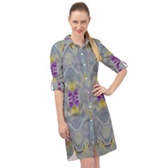 We Are Flower People In Bloom Long Sleeve Mini Shirt Dress by pepitasart