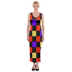 Checkerboard Again Fitted Maxi Dress