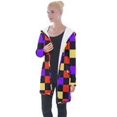 Checkerboard Again Longline Hooded Cardigan