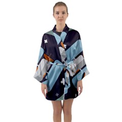 Satellite Machine Space Dark Long Sleeve Kimono Robe by Pakrebo