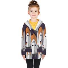 Rocket Space Universe Spaceship Kids  Double Breasted Button Coat by Pakrebo