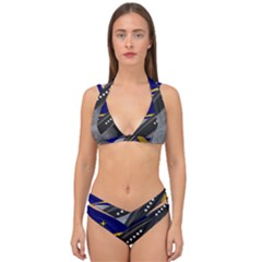 Science Fiction Sci Fi Sci Fi Logo Double Strap Halter Bikini Set by Pakrebo