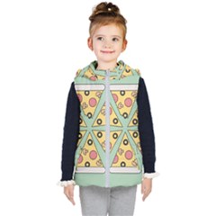 Pizza Slice Food Italian Kids  Hooded Puffer Vest by Pakrebo