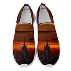 Science Fiction Digital Illustration Women s Slip On Sneakers