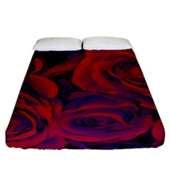 Roses Red Purple Flowers Pretty Fitted Sheet (king Size) by Pakrebo