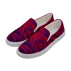 Roses Red Purple Flowers Pretty Women s Canvas Slip Ons by Pakrebo