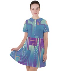 Non Seamless Pattern Background Short Sleeve Shoulder Cut Out Dress  by Pakrebo