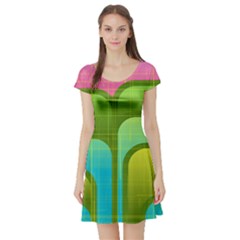 Background Color Texture Bright Short Sleeve Skater Dress