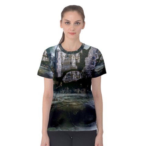 Sea Island Castle Landscape Women s Sport Mesh Tee by Pakrebo