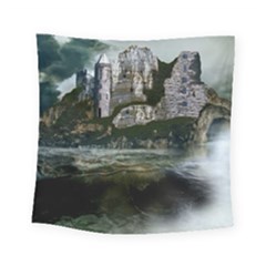 Sea Island Castle Landscape Square Tapestry (small) by Pakrebo