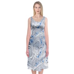 Marbled Paper Mottle Color Movement Midi Sleeveless Dress by Pakrebo