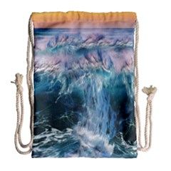 Sea Waves Ocean Water Beach Surf Drawstring Bag (large) by Pakrebo