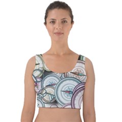 Compass Direction North South East Velvet Crop Top