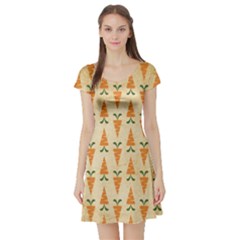 Patter Carrot Pattern Carrot Print Short Sleeve Skater Dress