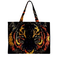 Tiger Predator Abstract Feline Zipper Mini Tote Bag by Pakrebo