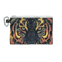 Tiger Predator Abstract Feline Canvas Cosmetic Bag (medium) by Pakrebo