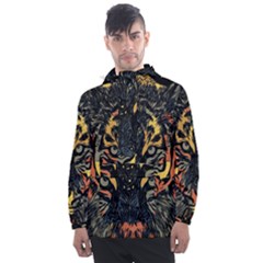 Tiger Predator Abstract Feline Men s Front Pocket Pullover Windbreaker by Pakrebo