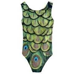 Peacock Feathers Peacock Bird Kids  Cut-out Back One Piece Swimsuit by Pakrebo