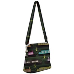 Narrow Boats Scene Pattern Zipper Messenger Bag by Pakrebo