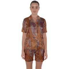 Marbled Paper Mottle Color Movement Satin Short Sleeve Pyjamas Set