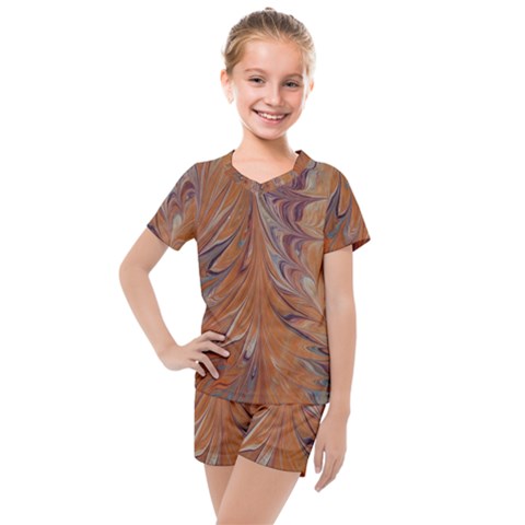 Marbled Paper Mottle Color Movement Kids  Mesh Tee And Shorts Set by Pakrebo