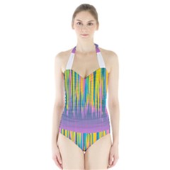 Background Colorful Texture Bright Halter Swimsuit by Pakrebo