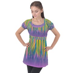 Background Colorful Texture Bright Puff Sleeve Tunic Top by Pakrebo