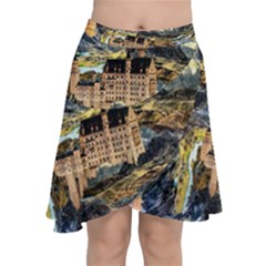 Castle Fantasy Landscape Stormy Chiffon Wrap Front Skirt by Pakrebo