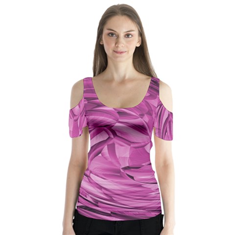 Strudel Magenta Pattern Art Spiral Butterfly Sleeve Cutout Tee  by Pakrebo