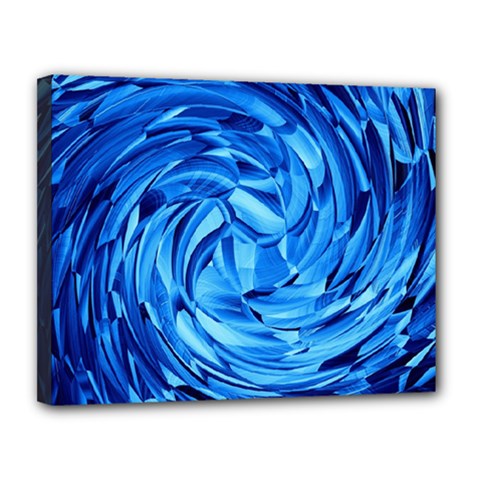 Strudel Blue White Light Blue Canvas 14  X 11  (stretched)