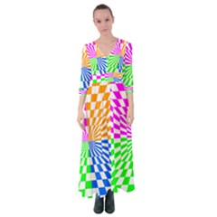 Checkerboard Again 8 Button Up Maxi Dress