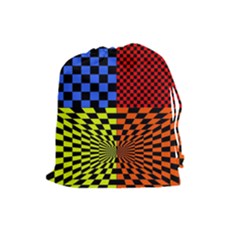 Checkerboard Again 7 Drawstring Pouch (large) by impacteesstreetwearseven