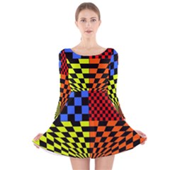 Checkerboard Again 7 Long Sleeve Velvet Skater Dress by impacteesstreetwearseven