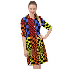 Checkerboard Again 7 Long Sleeve Mini Shirt Dress by impacteesstreetwearseven