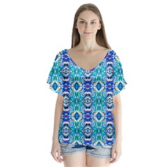 Hs Co 7 V-neck Flutter Sleeve Top