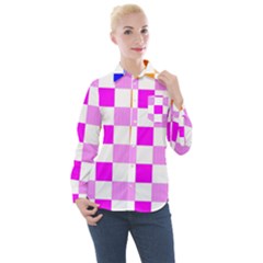 Checkerboard Again 9 Checkerboard Again 9 Women s Long Sleeve Pocket Shirt