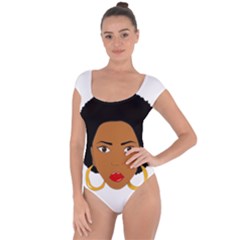 African American Woman With ?urly Hair Short Sleeve Leotard  by bumblebamboo