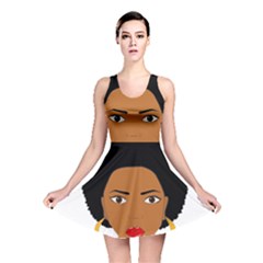 African American Woman With ?urly Hair Reversible Skater Dress by bumblebamboo